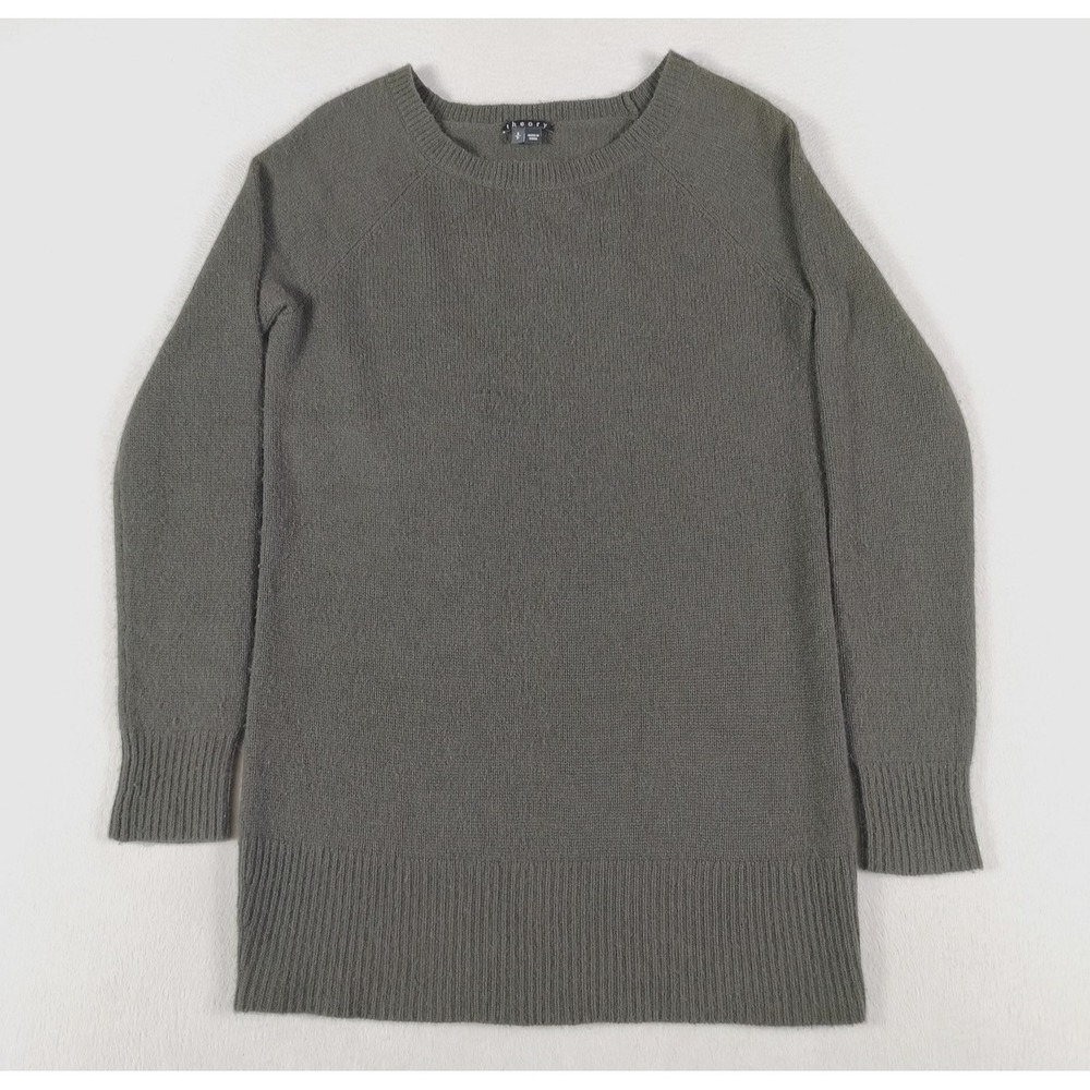 Theory Molina Cashmere Sweater Womens Small Green Crewneck Raglan‎ Pullover